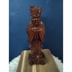 vintage hand carved wood man sculpture statue folk art 12 In Tall China Buddha